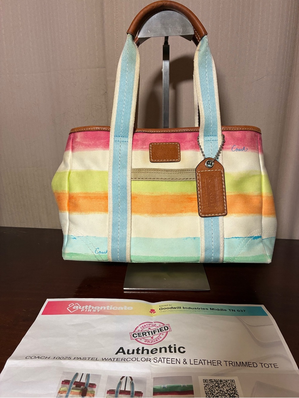 Coach Pastel Watercolor Sateen Tote